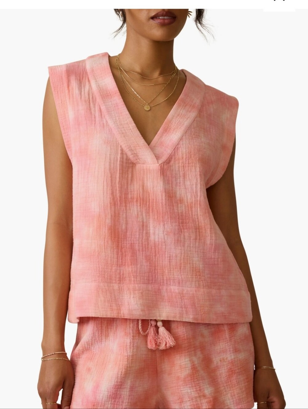 Faherty Dune Sleeveless Organic Cotton Gauze Popover Top Size Medium NWT